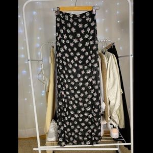 Double High-Slit Maxi Floral Skirt